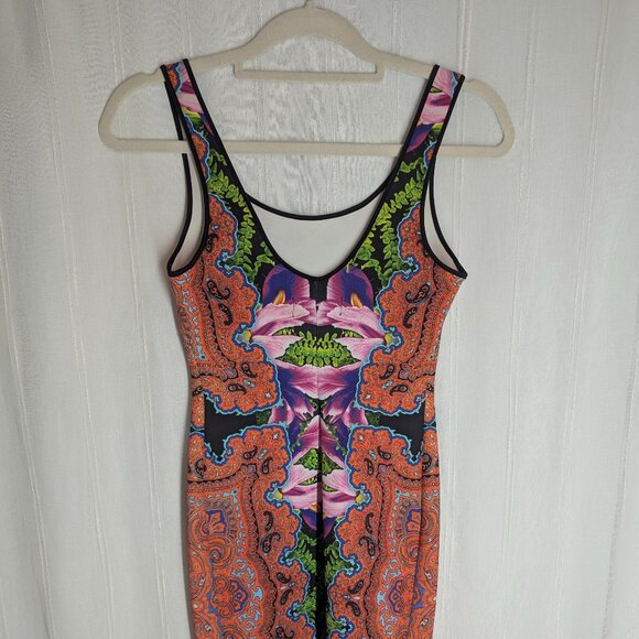CLOVER CANYON Orchid Trip Neoprene Sleeveless Bodycon Dress XS - Picture 2 of 10
